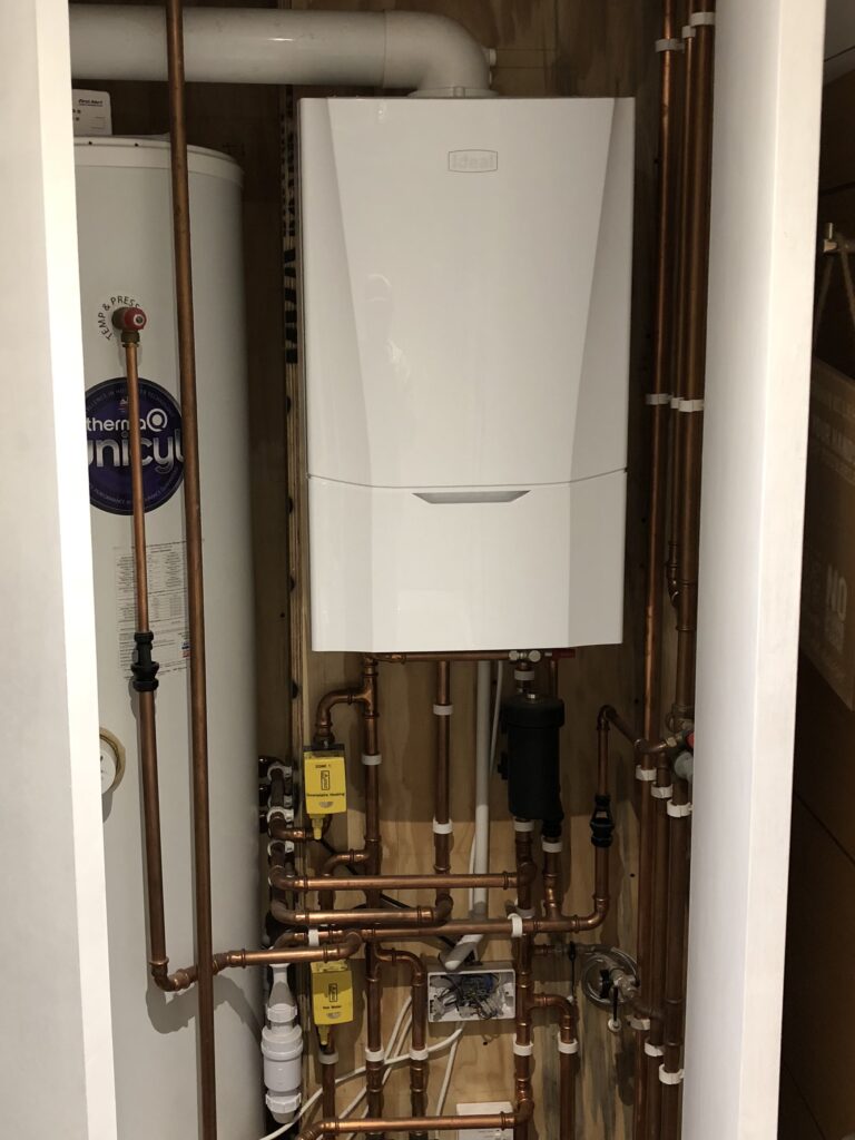 Ideal Vogue boiler installation with unvented cylinder in Exmouth.